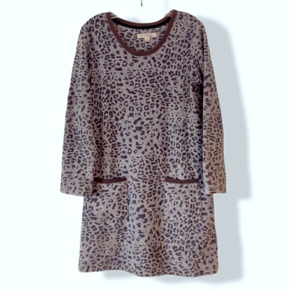 Ellen Tracy Fleece Animal Print Dress S - Picture 1 of 4